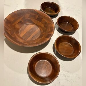 Burl & Vermillion Walnut Bowl Set